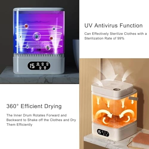 Mini Washing Machine And Dryer - 3.5L 170W Stainless Steel Inner Barrel