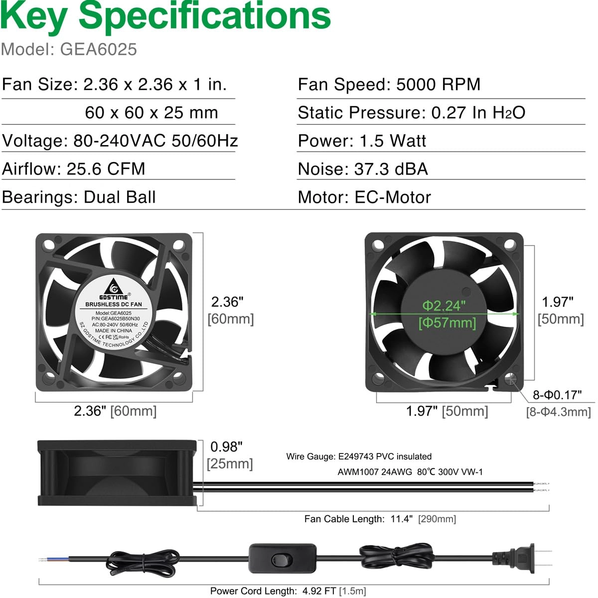 Brushless Cooling Fan - 60mm