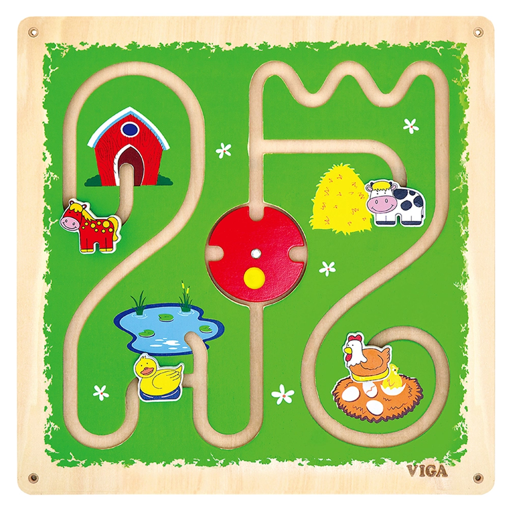 VIGA Wooden Track & Trace Wall Toy - Suitable for 18 months & above