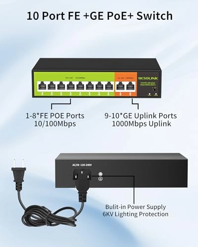 POE Switch - 120 W 8 IEEE802.3af/at 2 Gigabits Per Second