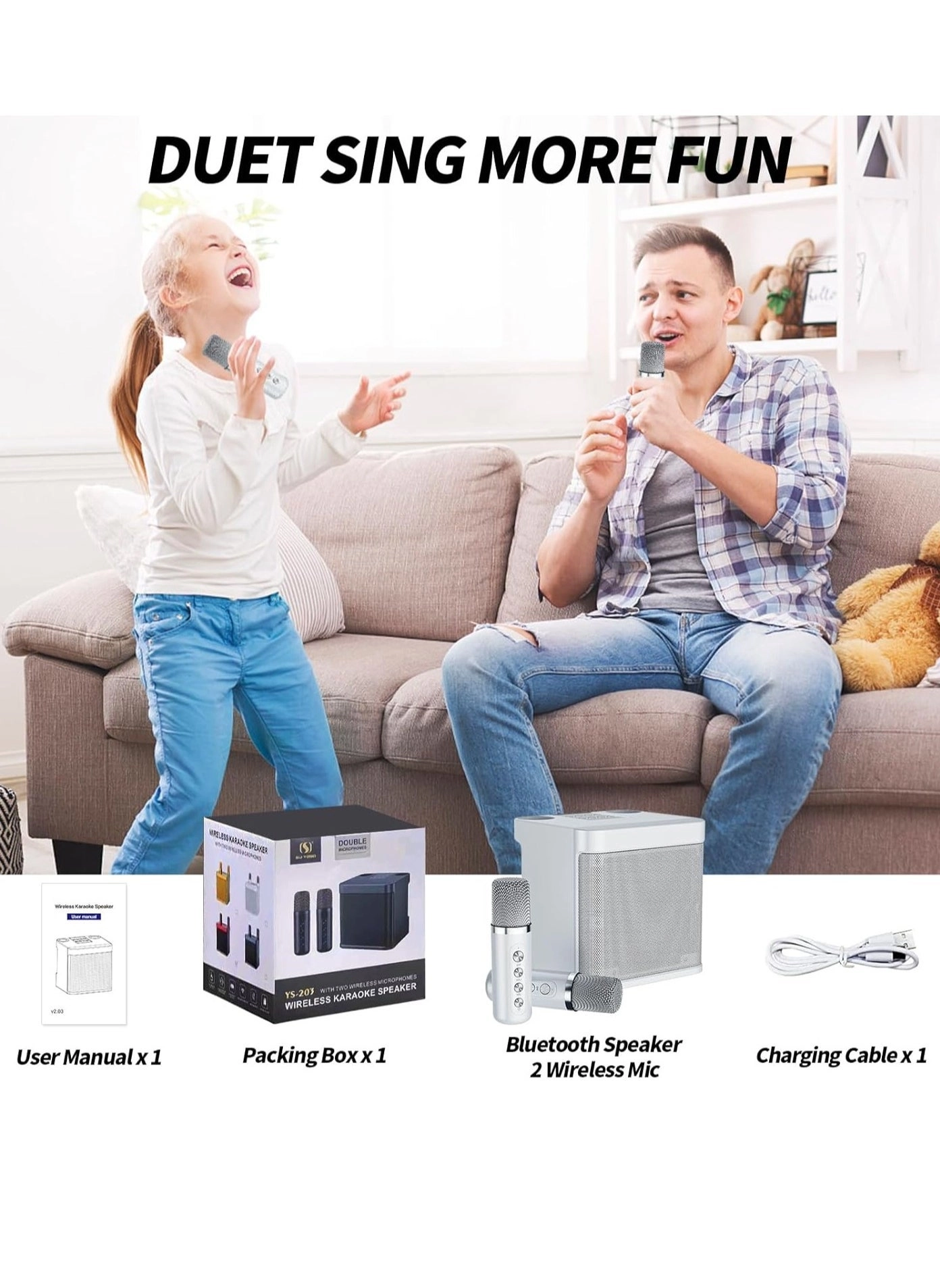 Karaoke Machine - Dual Wireless Microphones