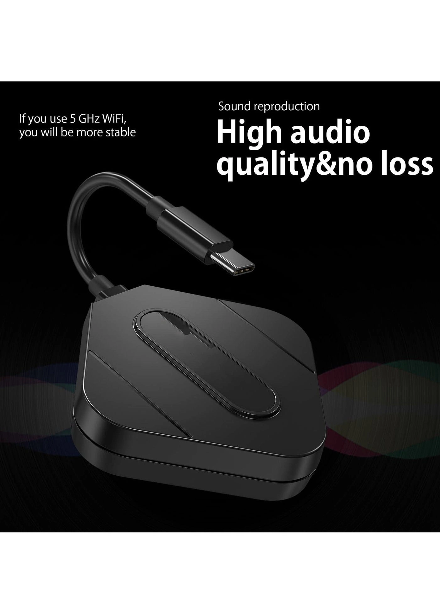 Wireless Android Auto Adapter - Plug and Play 5.8GHz Wi-Fi Bluetooth