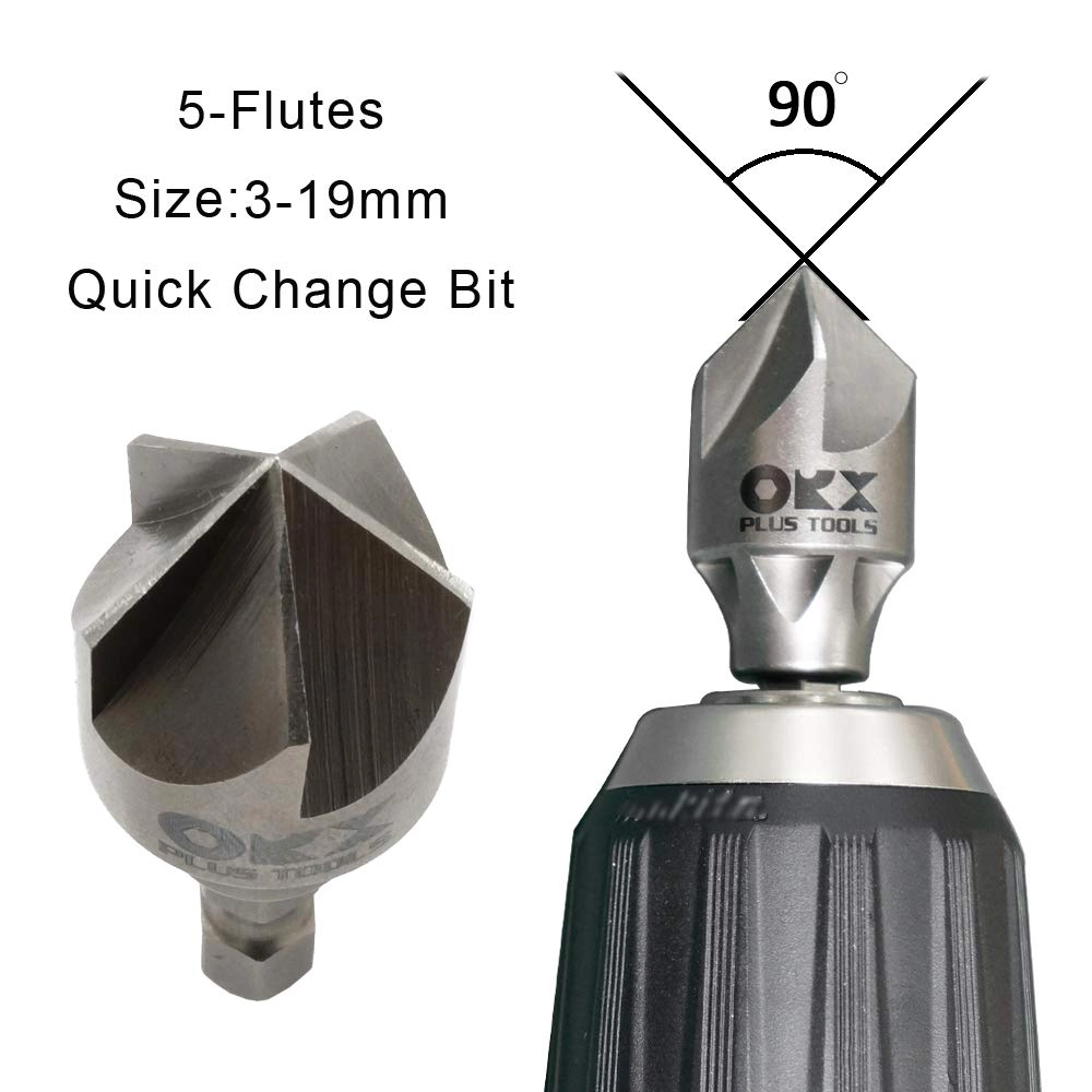 Deburring Chamfer Tool Set - 2PCS + Deburring External Drill Bit - 3mm-19mm + Countersink Drill Bit