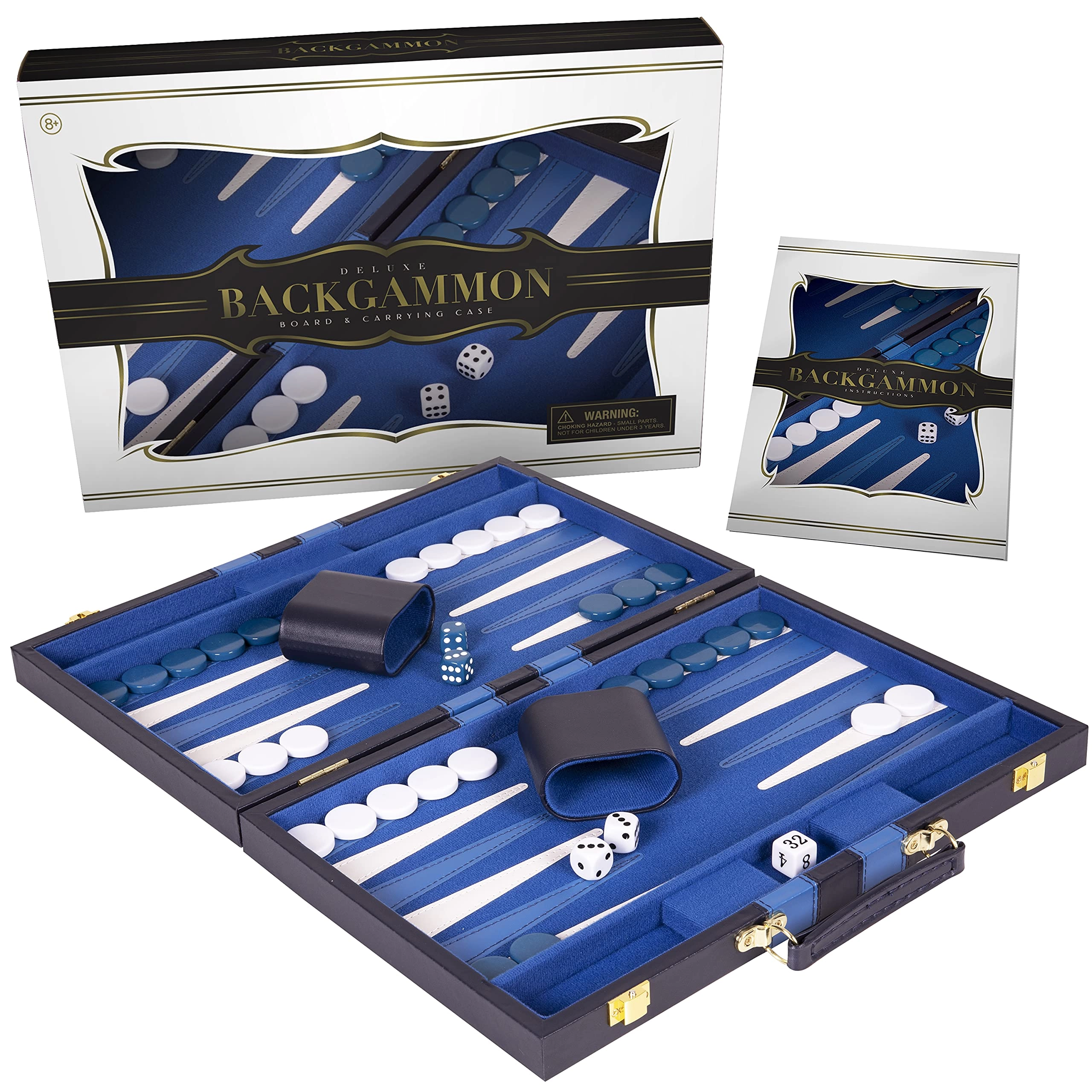 Backgammon Set - Premium Leather Case Strategy & Tip Guide