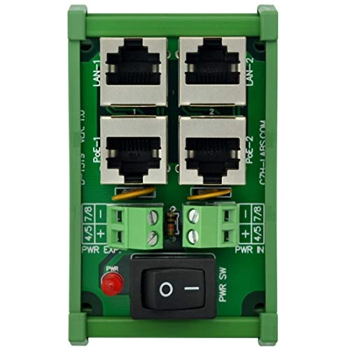 DIN Rail Mount Passive RJ45 PoE Power Injection Board - 12VDC - 60VDC 2 ports 10/100Mbps