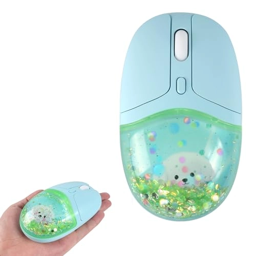 Aqua Mouse with Liquid Quicksand Sequins - Bluetooth USB