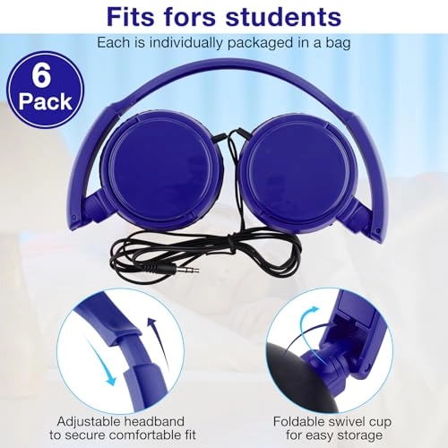 6 Pack Classroom Headphones Wired Headphone