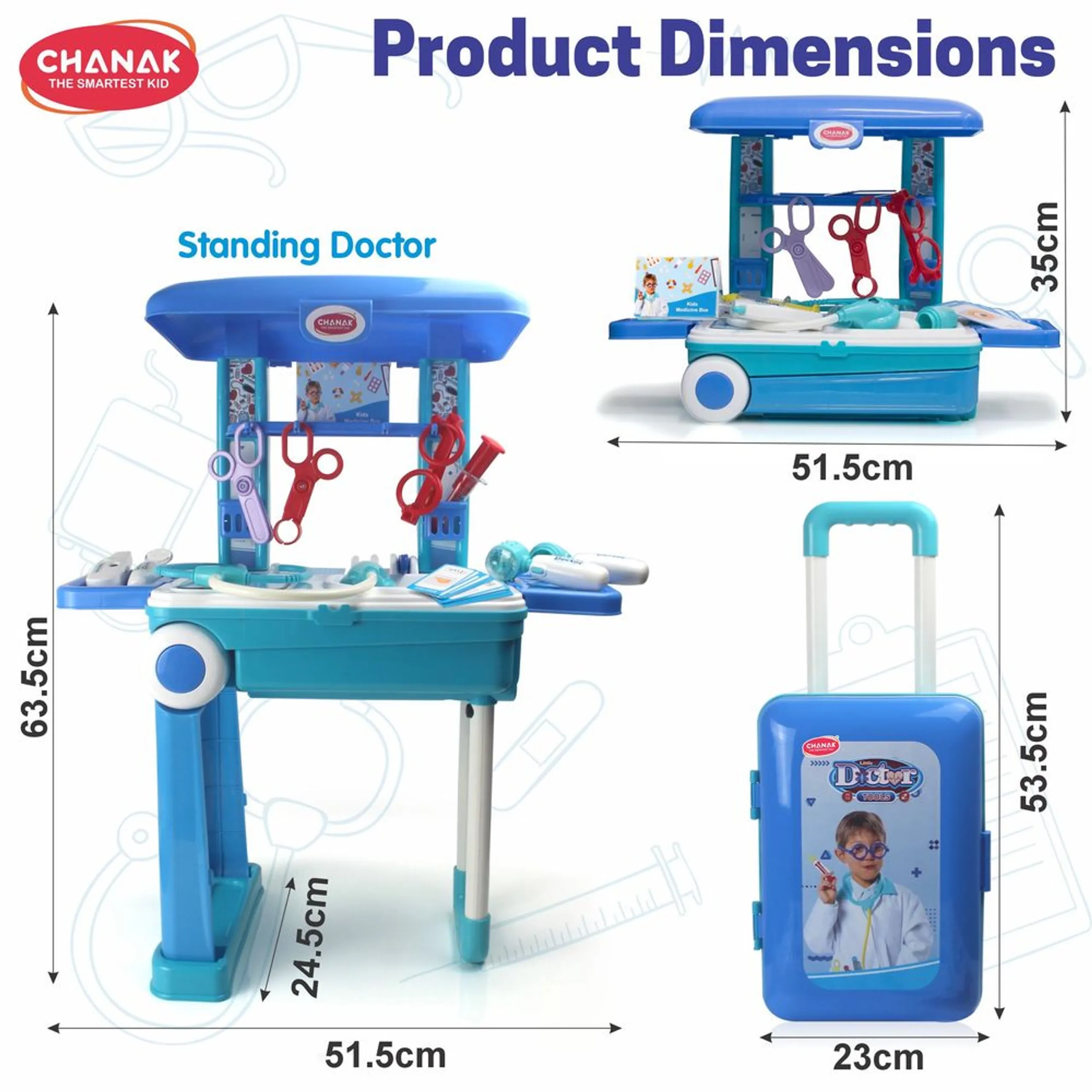 Premium Doctor Set With Pull & Push Trolley - 13 pcs (46966191-AT173)