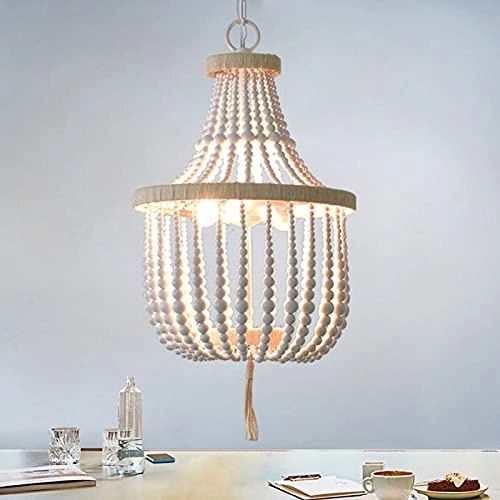 French Country Wooden Chandeliers - E14 3pc Retro white 40*60㎝