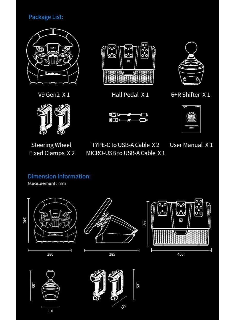 V9 Gen 2 Racing Wheel & Pedals - PC/Xbox/PS4/Switch