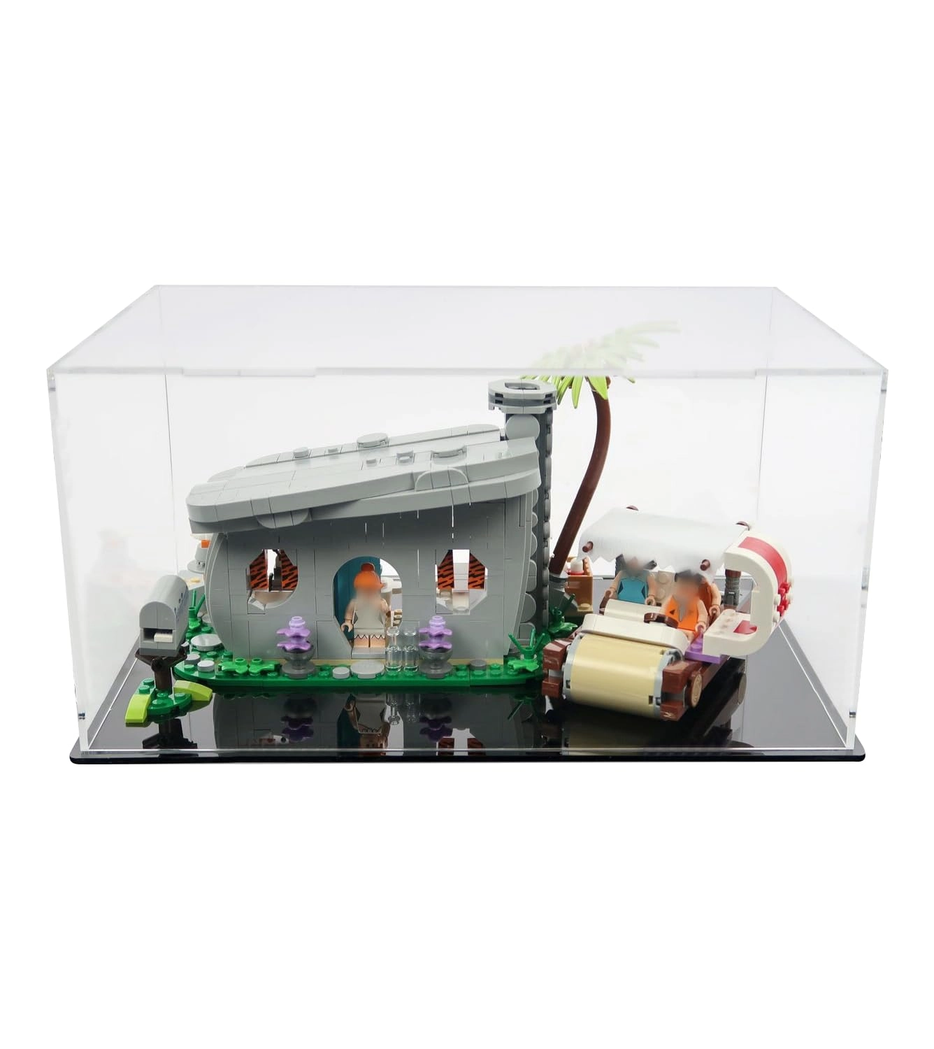 iCUANUTY Acrylic Display Case - 31x20x21 cm Compatible with LEGO Ideas 21316 The Flintstones Home and Footmobile