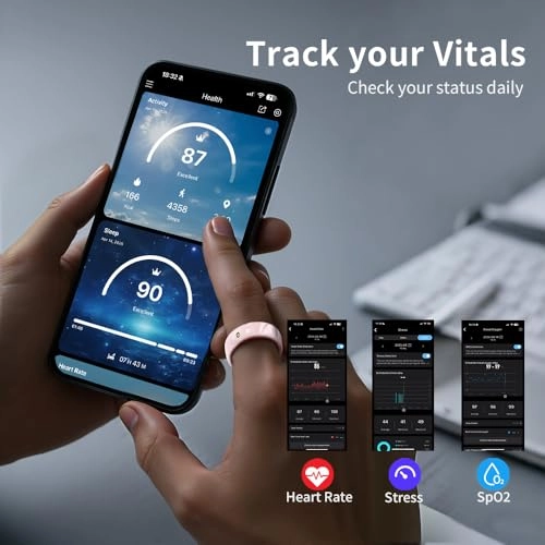 Ceramic Touch Smart Ring - Heart Rate Blood Oxygen 5ATM Waterproof
