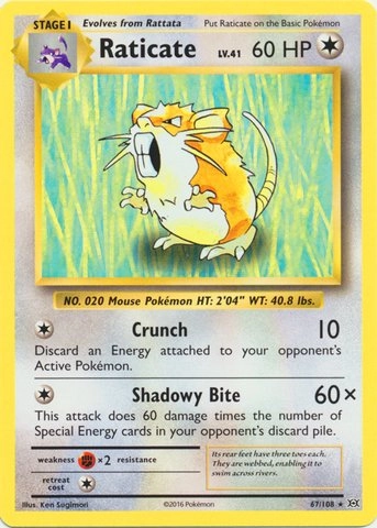 Pokemon USA, Inc. Raticate 67/108