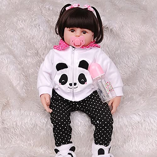 Rebirth Baby Doll - 48cm/58cm Silicone Limbs Cloth Body Panda Clothes Gift Set