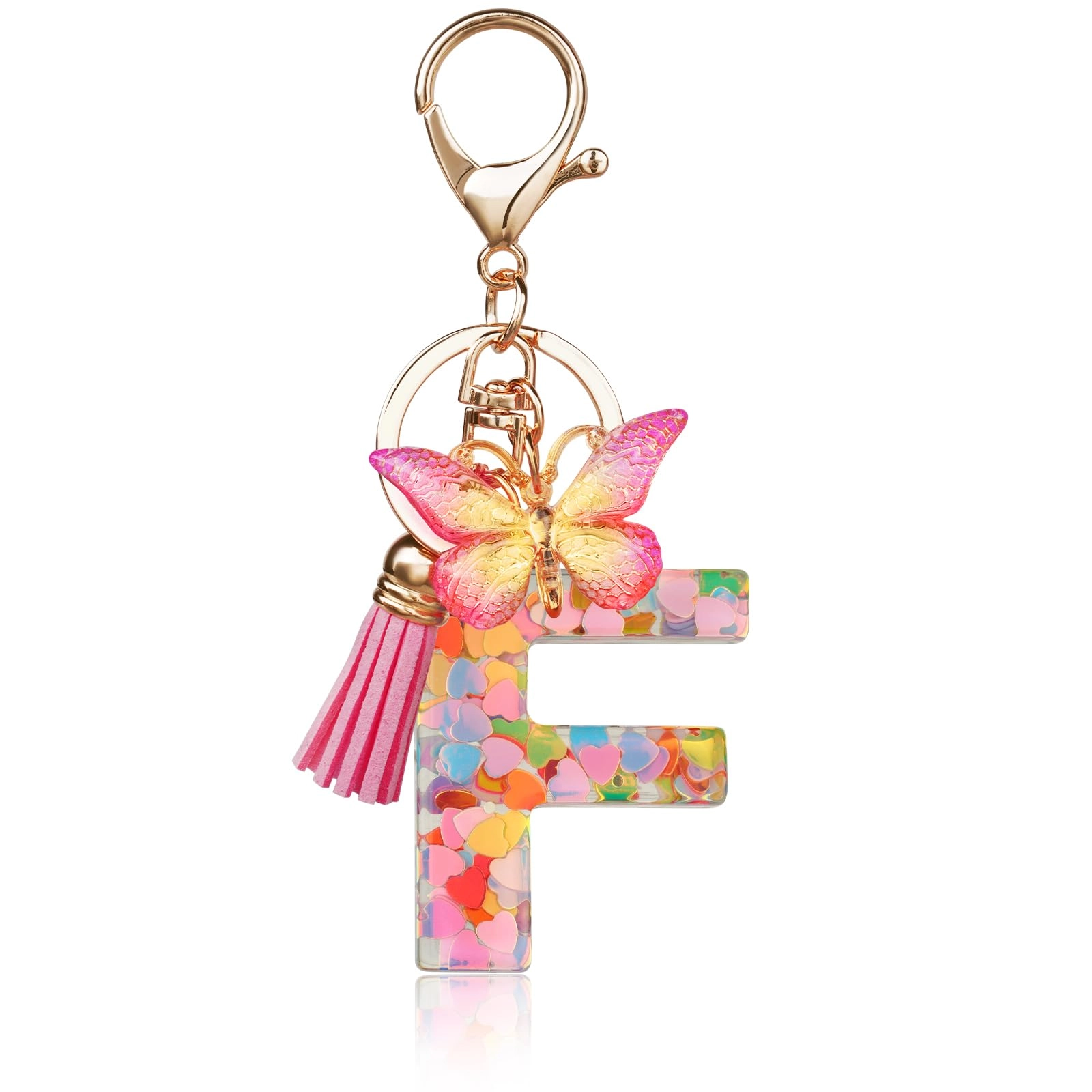 Initial Letter Keychain - Butterfly