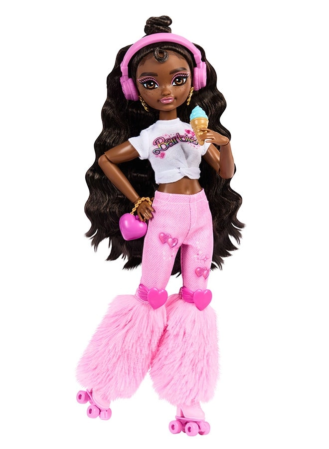 Brooklyn Fashion Doll - Posable Roller Skating Dark Brown Hair Ages 4+
