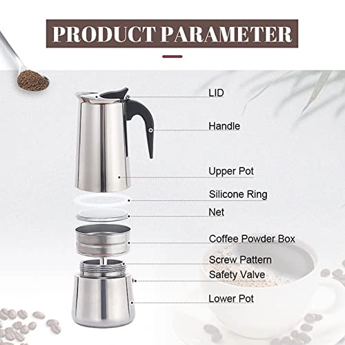 Moka Pot - 300ml Stainless Steel Portable