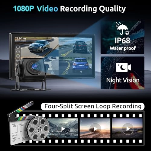 Reversing Camera - 1080P Night vision + Monitor - Wireless Carplay