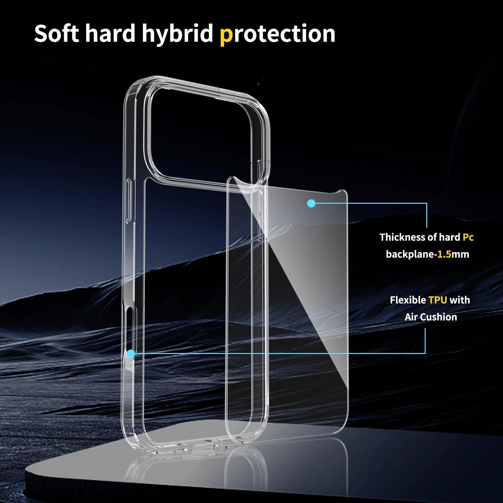 TR-CC1002 Hard Shell Clear Bumper Case for iPhone 17 Pro