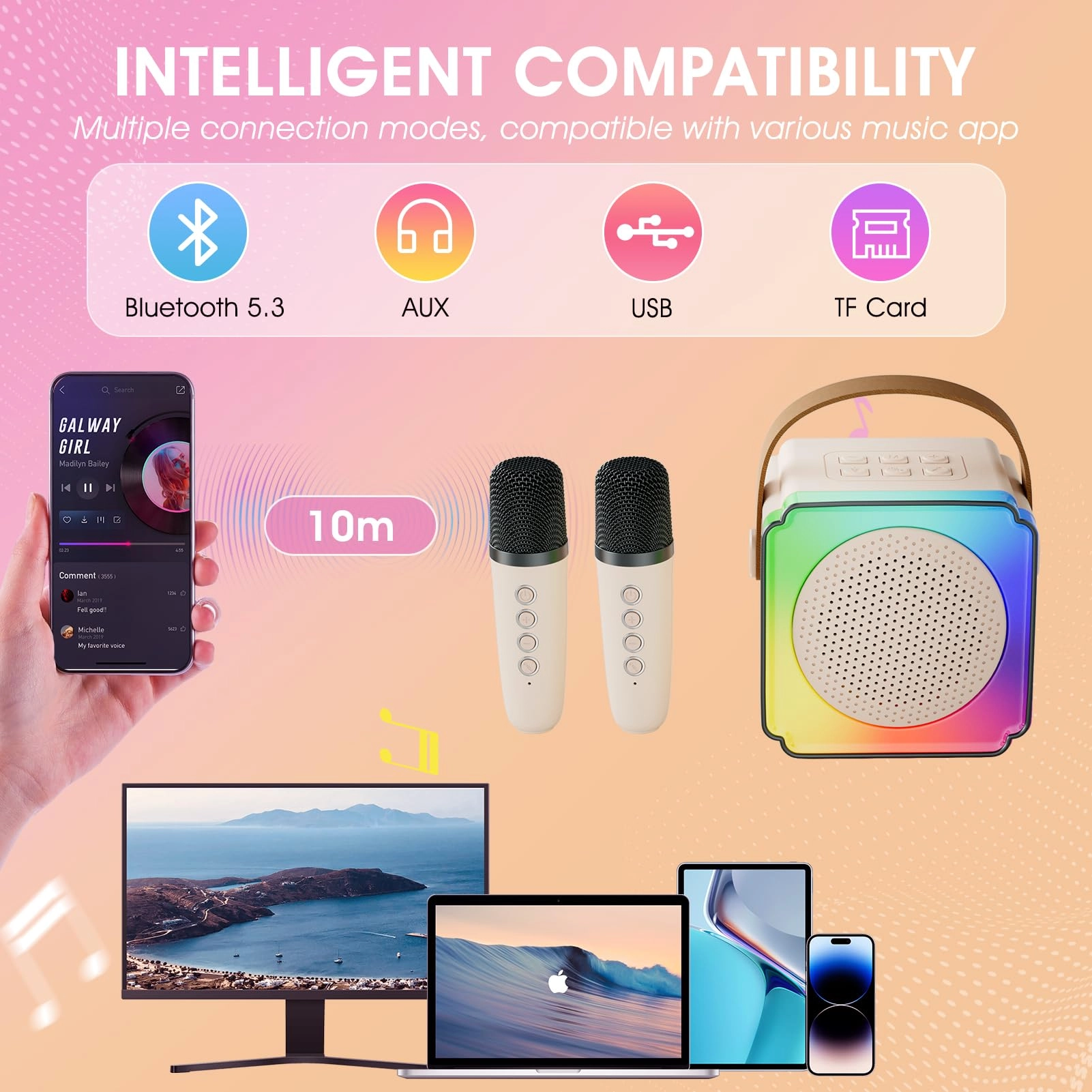 Mini Karaoke Machine - 2 Microphones