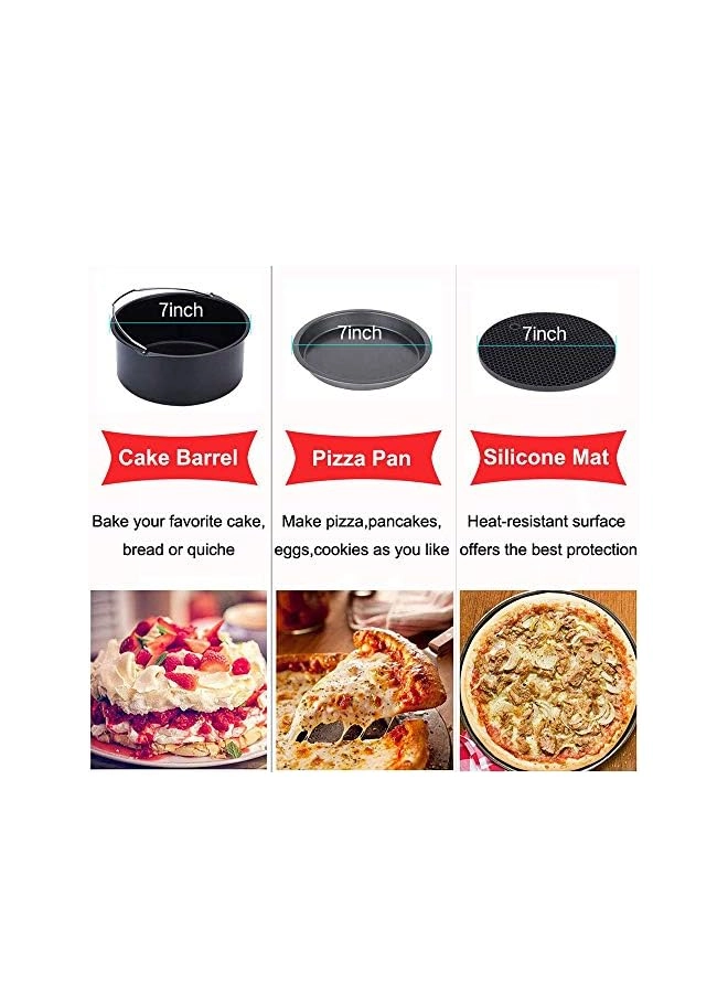 Non-stick Barrel/Pan + Metal Holder + Multi-Purpose Rack + Skewers + Silicone Mat - SET OF 5