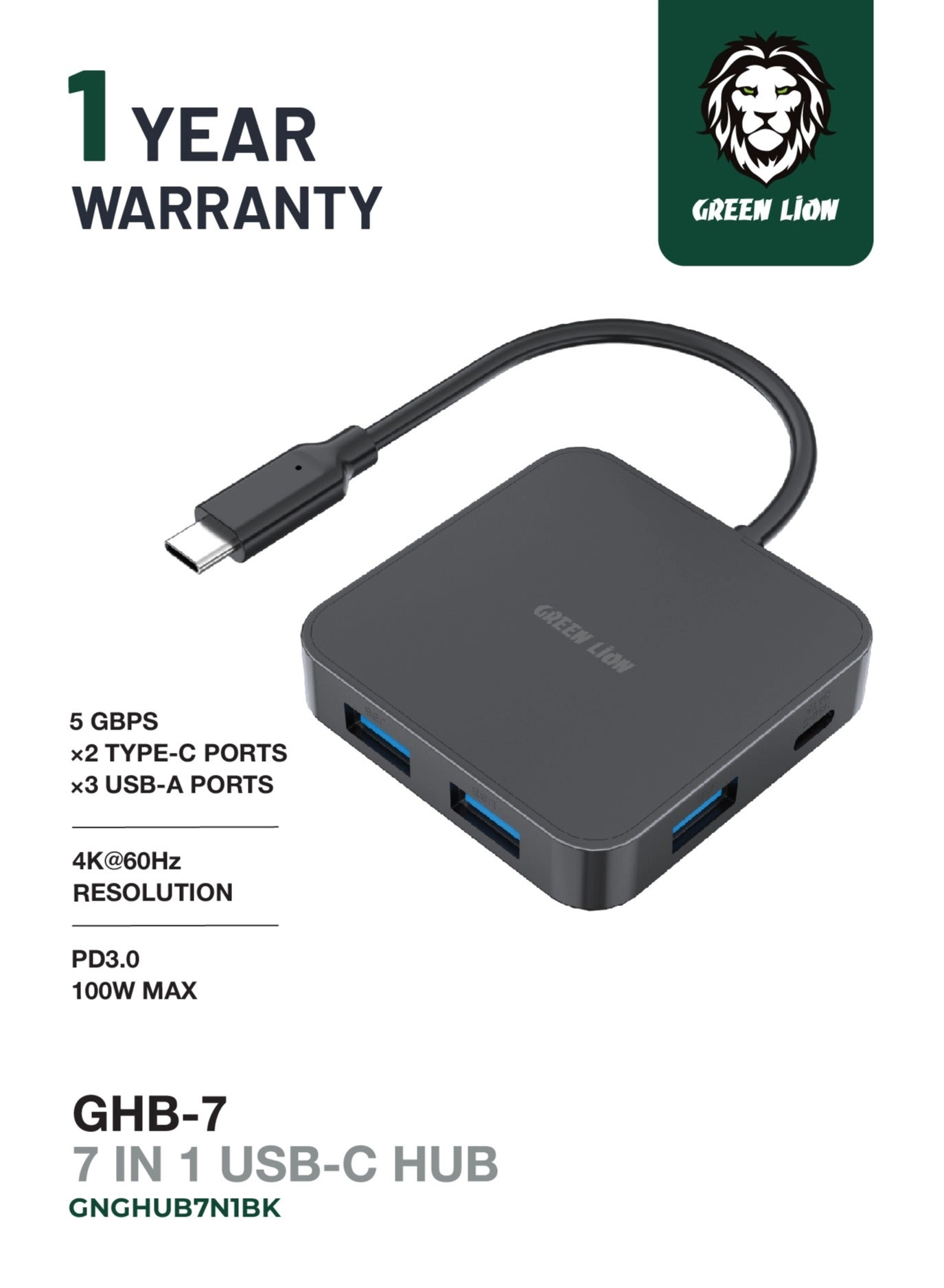 GREEN LION GHB-7 - 7 in 1 USB-C 5Gbps