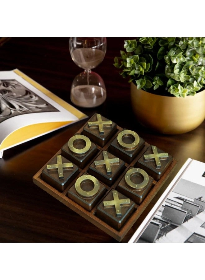 Tic-Tac-Toe - Wood Hand Crafted Brass Signs