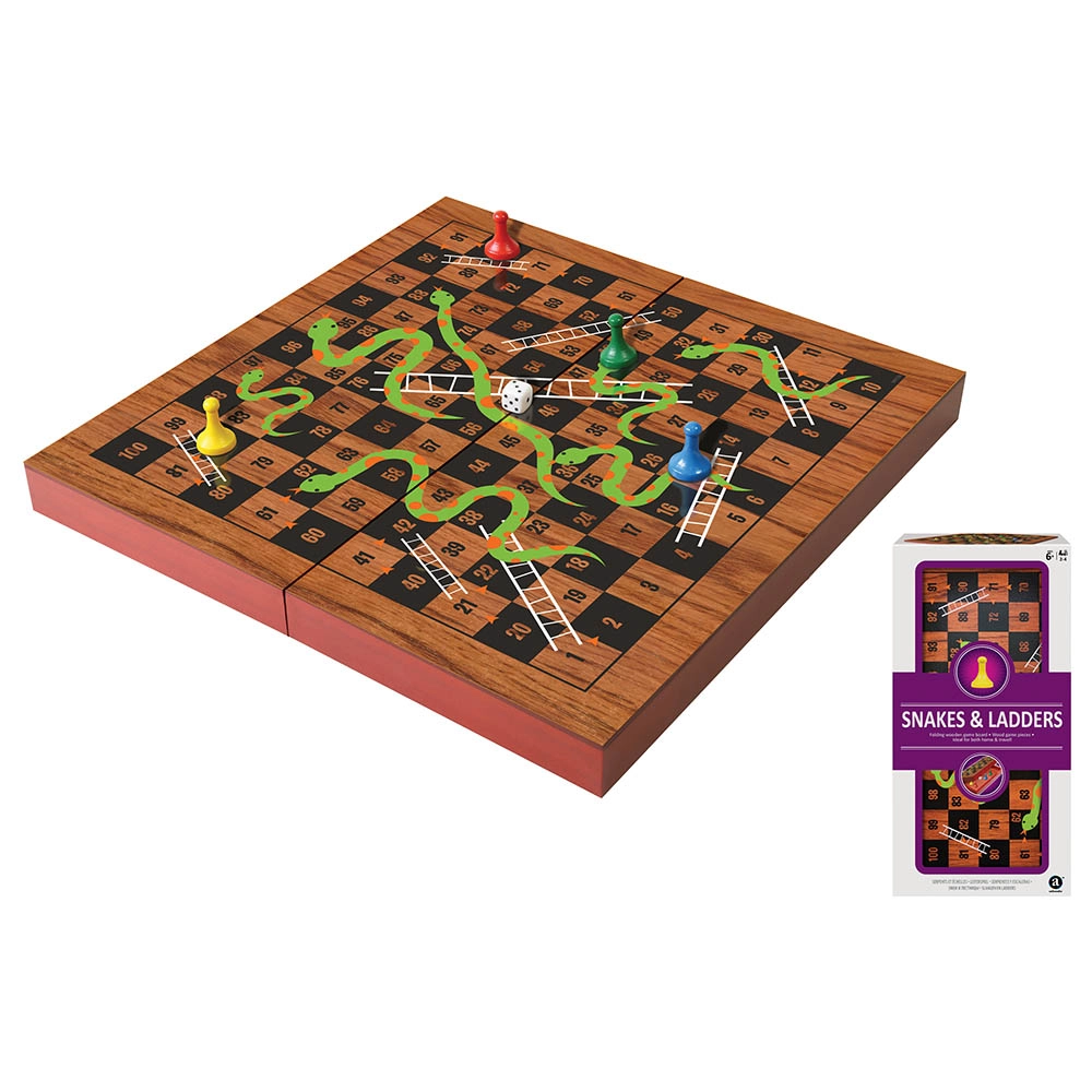 Merchant Ambassador Folding Wood Snakes & Ladders