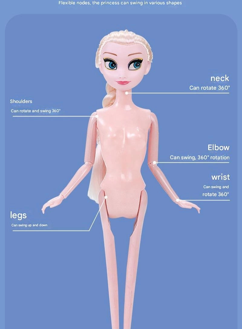 Princess Elsa Doll Gift Set - Blue Plastic for Girls