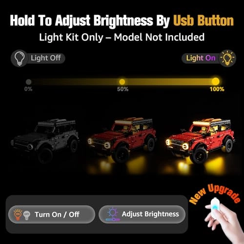 Light Up Kit - for Lego Ford Bronco 42213 Wired Dimmable