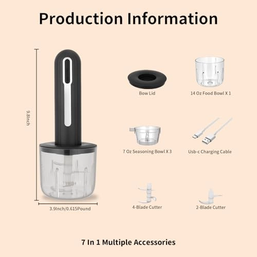 MINI Cordless Food Processor - 14 oz 30W