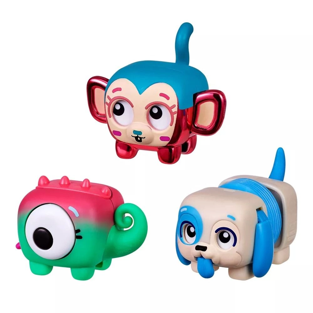 Curly Chameleon + Pop Tube Pup + Cheeky Pop Monkey - Metallic