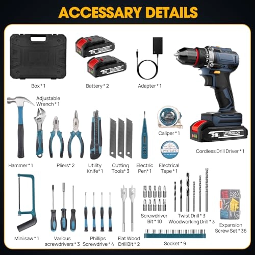 Cordless Drill Set - 2.0Ah 21V
