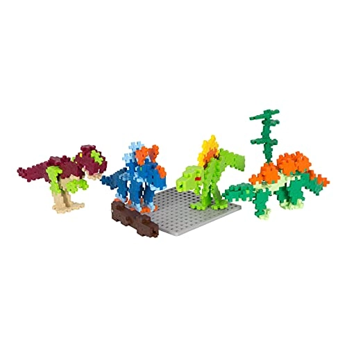 T-Rex - 100 pcs + Stegosaurus - 100 pcs + Triceratops - 100 pcs + Spinosaurus - 100 pcs + grey building plate
