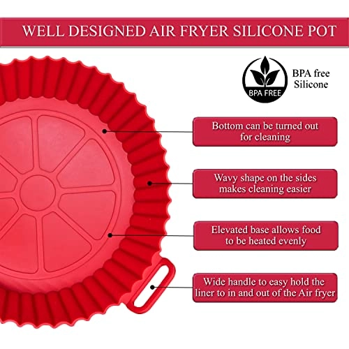 Air Fryer Silicone Liner - 2Pcs Silicone + Mitten - 1Pc + Magnetic Time Chart - 1Pc