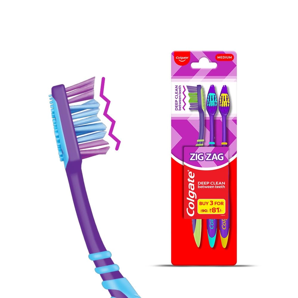 Colgate Zigzag Toothbrush - Medium 3-Piece Pack