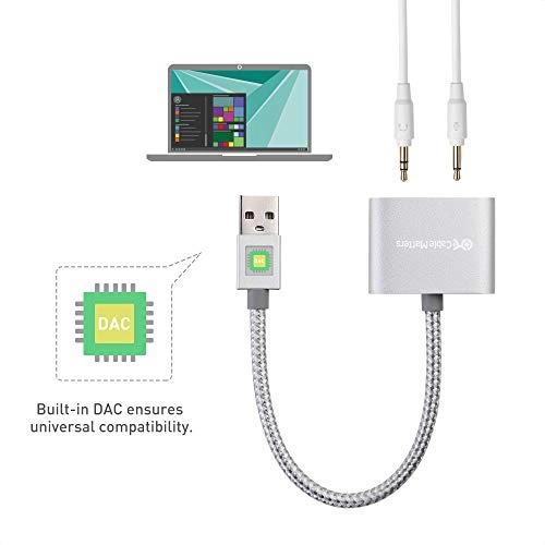 USB Audio Adapter for Laptop - 3.5mm Headphone Microphone Jack