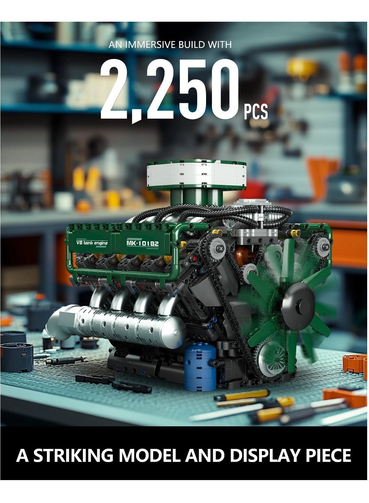 10182 V8 Tank Engine Engineering - 14 years+ 2250 pieces