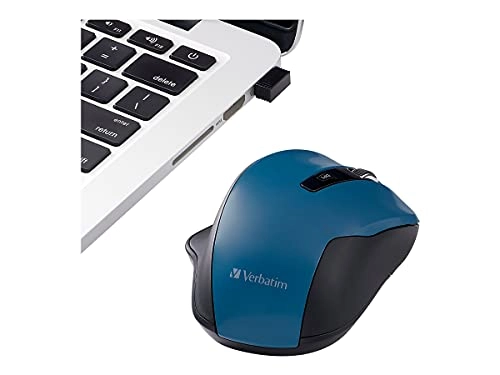 Silent Ergonomic Wireless Blue LED Mouse - Wireless