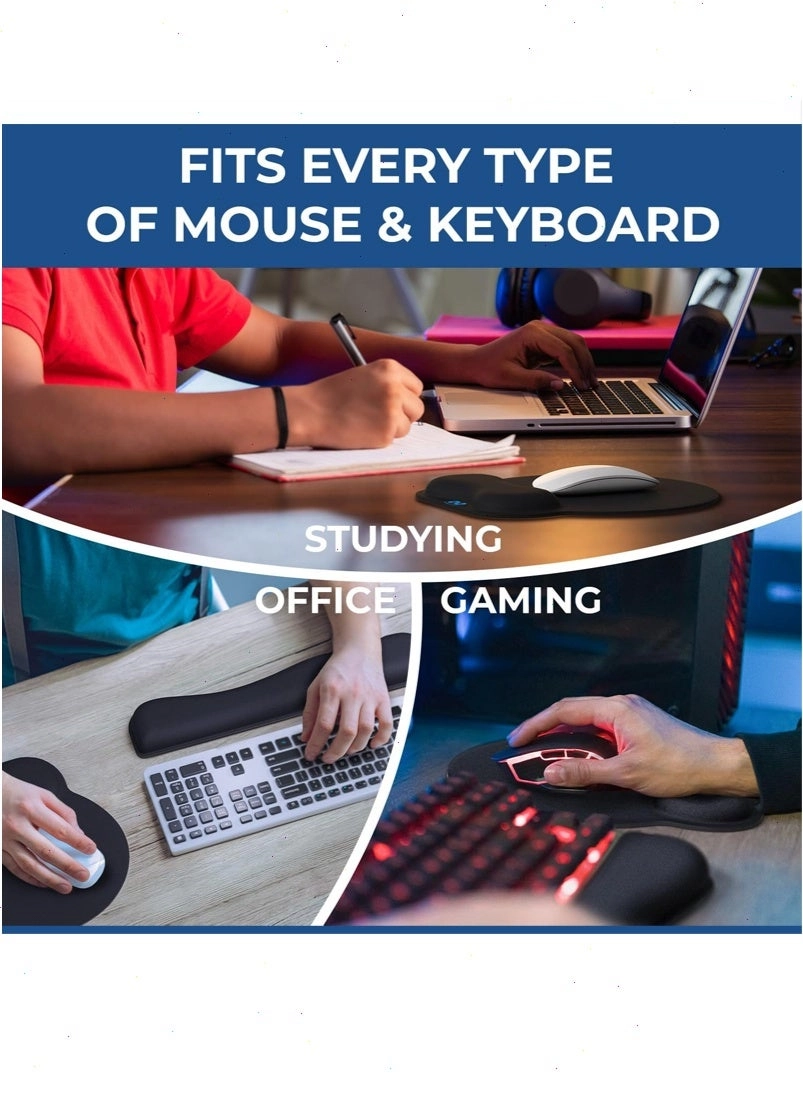 Ergonomic Mouse Pad Wrist Rest Set