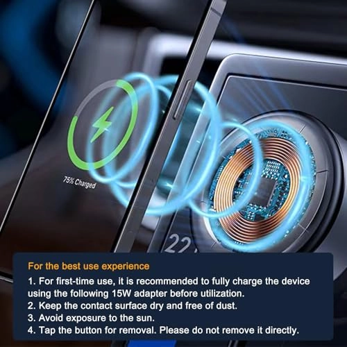 15W Car Electric Suction Cup Magnetic Wireless Charger Phone Holder