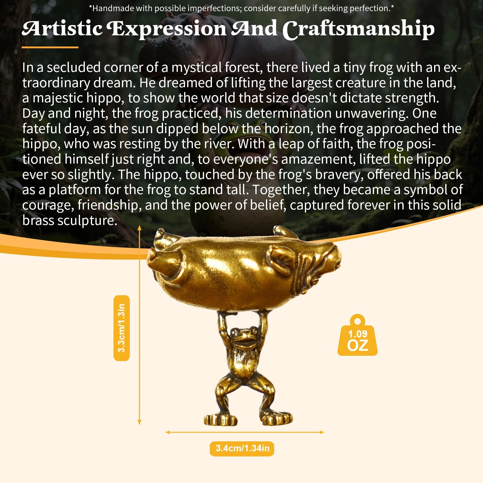 Frog & Hippo Sculpture - Brass