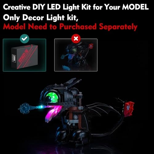 Light kit for LEGO How to Train Your Dragon: Toothless 10375 - Plastic 1 less than 5V