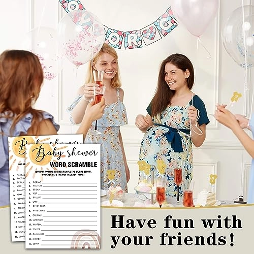 Boho Rainbow Word Scramble Baby Shower Games - Adult 25