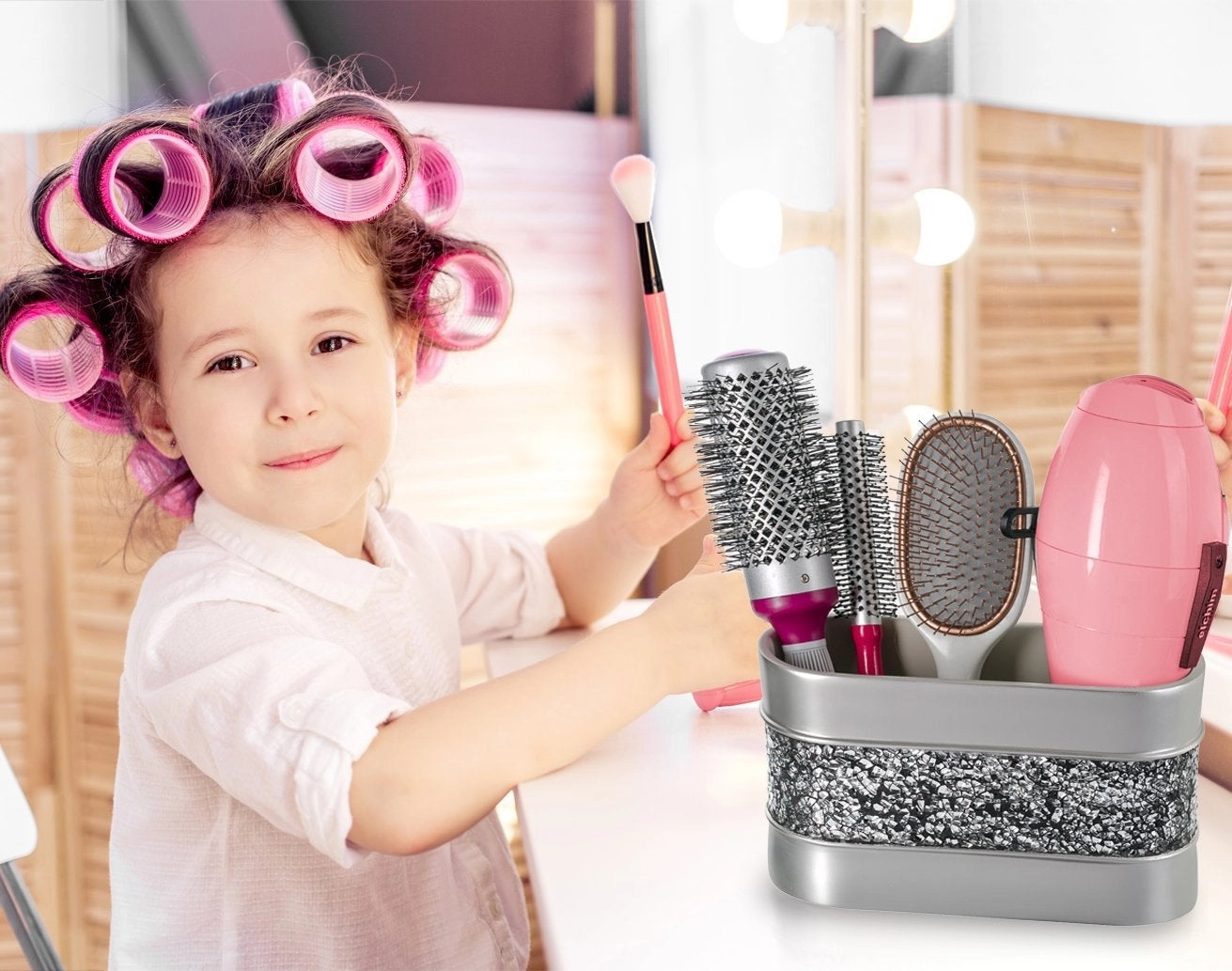 Silver Mosaic Bathroom Cup - Electric Toothbrush Toothpaste Holder