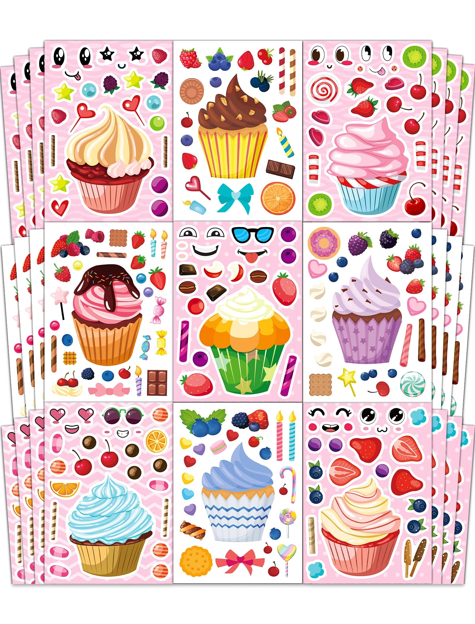 ozepao Cupcake Make-a-Face Sticker Book 36 pcs