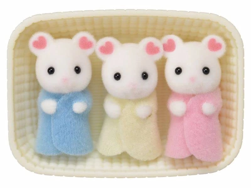 Marshmallow Mouse Triplets - Mary + Elizabeth + Edward (5337) 4 pcs