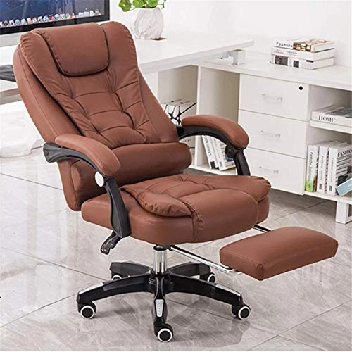 Desk Chair - PU Leather Brown High Back