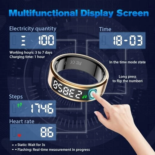Smart Ring - LED Dispay Screen Heart Rate Sleep Tracker