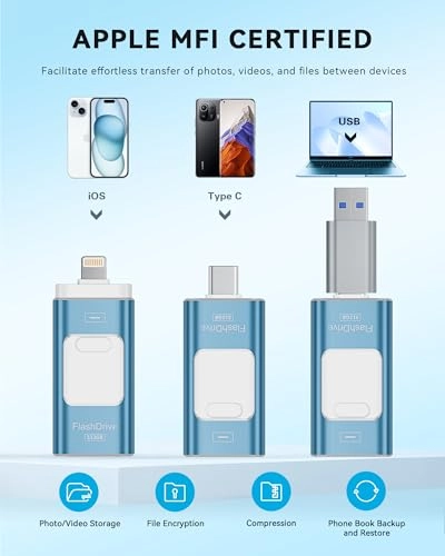 USB Stick - USB 3.0 Lightning Type-C for iPhone 512GB